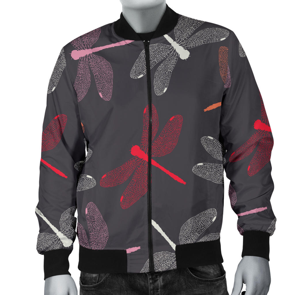 Dragonfly Pattern Print Design 01 Men Bomber Jacket