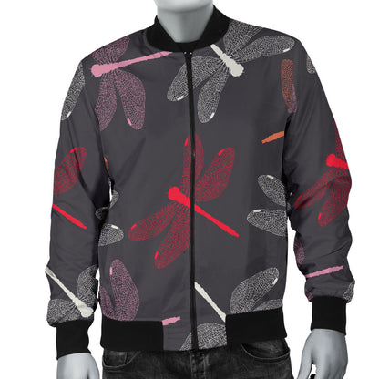 Dragonfly Pattern Print Design 01 Men Bomber Jacket