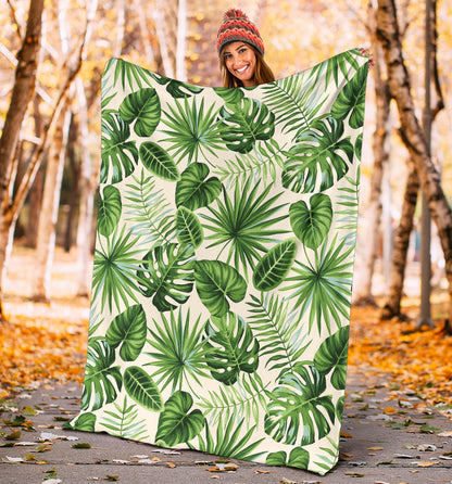 Palm Leaf Pattern Print Design A01 Premium Blanket