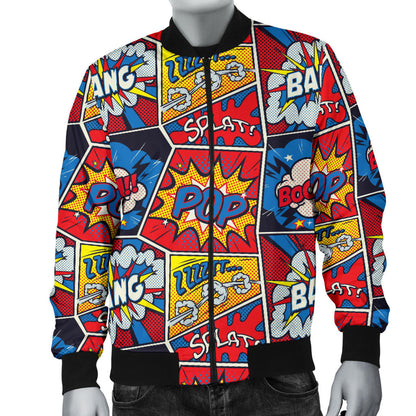 Comic Book Pattern Print Design 03 Men Bomber Jacket