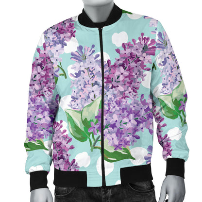 Lilac Pattern Print Design 02 Men Bomber Jacket