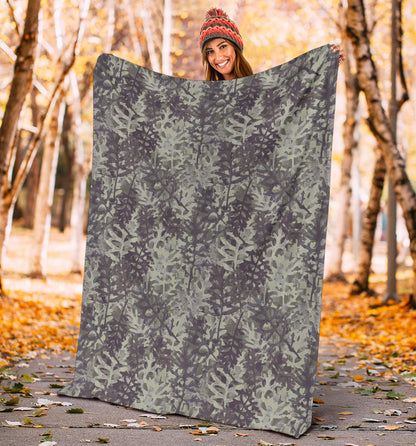 Camouflage Fern Pattern Print Design 05 Premium Blanket