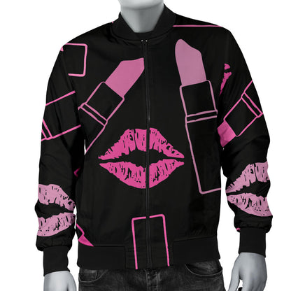 Lipstick Pink Pattern Print Design 01 Men Bomber Jacket