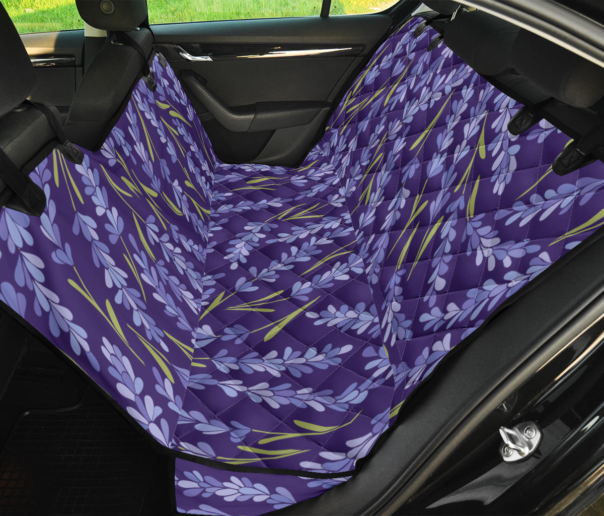 Lavender Pattern Print Design 03 Rear Dog Car Seat Cover Hammock