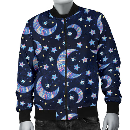 Celestial Moon Pattern Print Design 03 Men Bomber Jacket