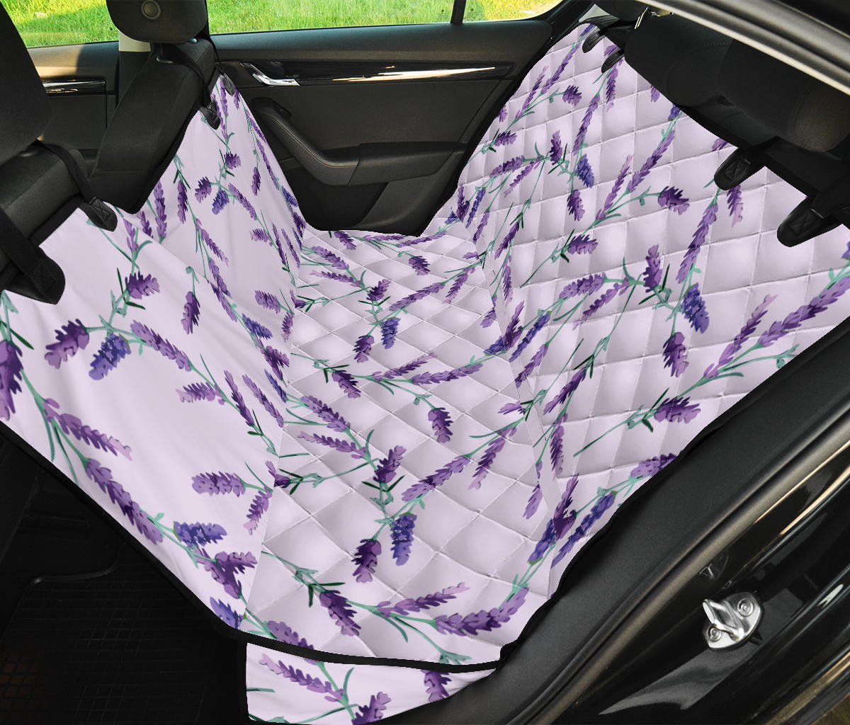 Lavender Pattern Print Design 02 Rear Dog Car Seat Cover Hammock