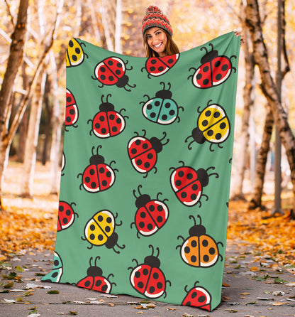 Ladybug Pattern Print Design 02 Premium Blanket