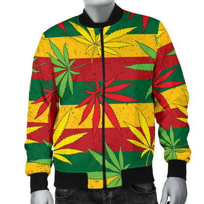 Rasta Pattern Print Design A03 Men Bomber Jacket