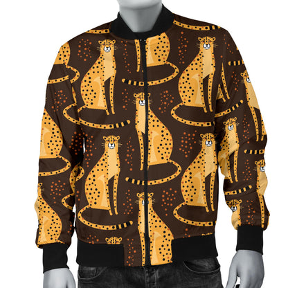 Cheetah Pattern Print Design 03 Men Bomber Jacket