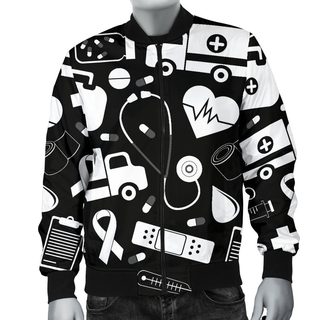 Medical Pattern Print Design 01 Men Bomber Jacket