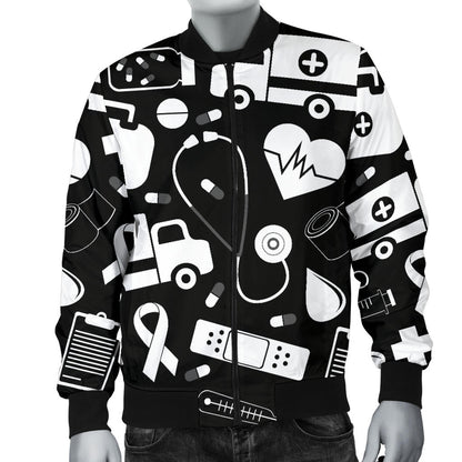 Medical Pattern Print Design 01 Men Bomber Jacket