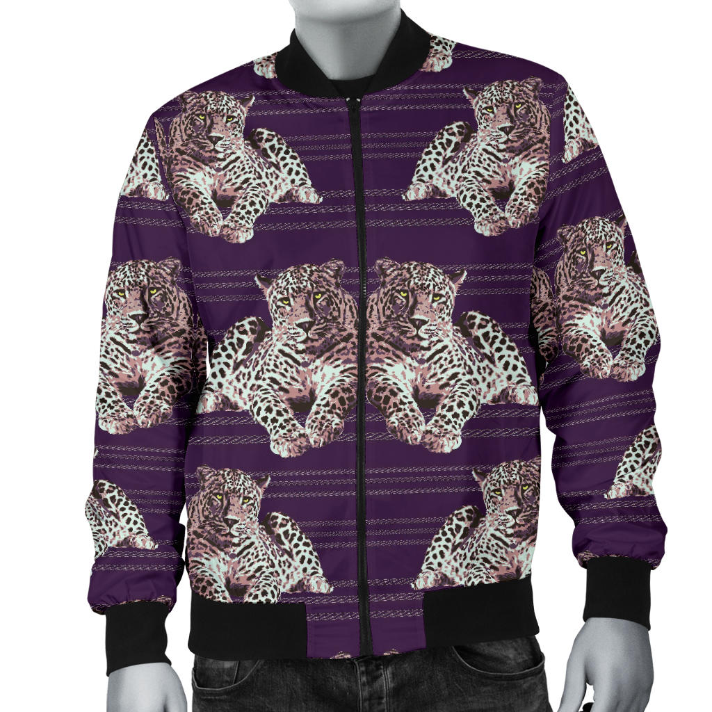 Leopard Pattern Print Design 01 Men Bomber Jacket