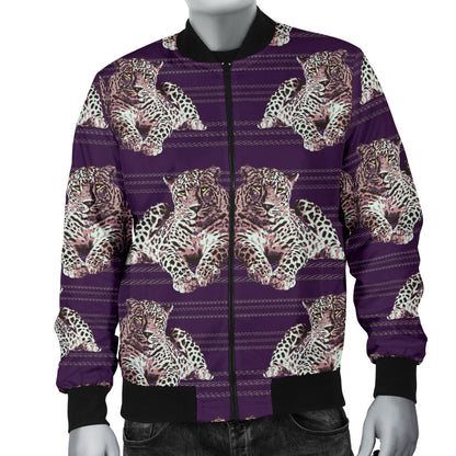 Leopard Pattern Print Design 01 Men Bomber Jacket