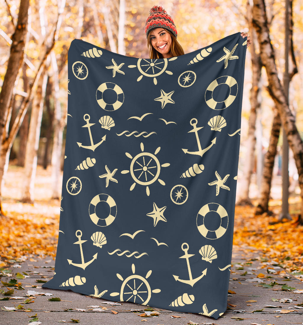 Nautical Pattern Print Design A01 Premium Blanket