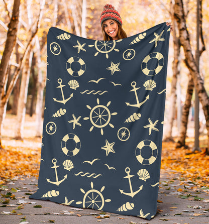 Nautical Pattern Print Design A01 Premium Blanket