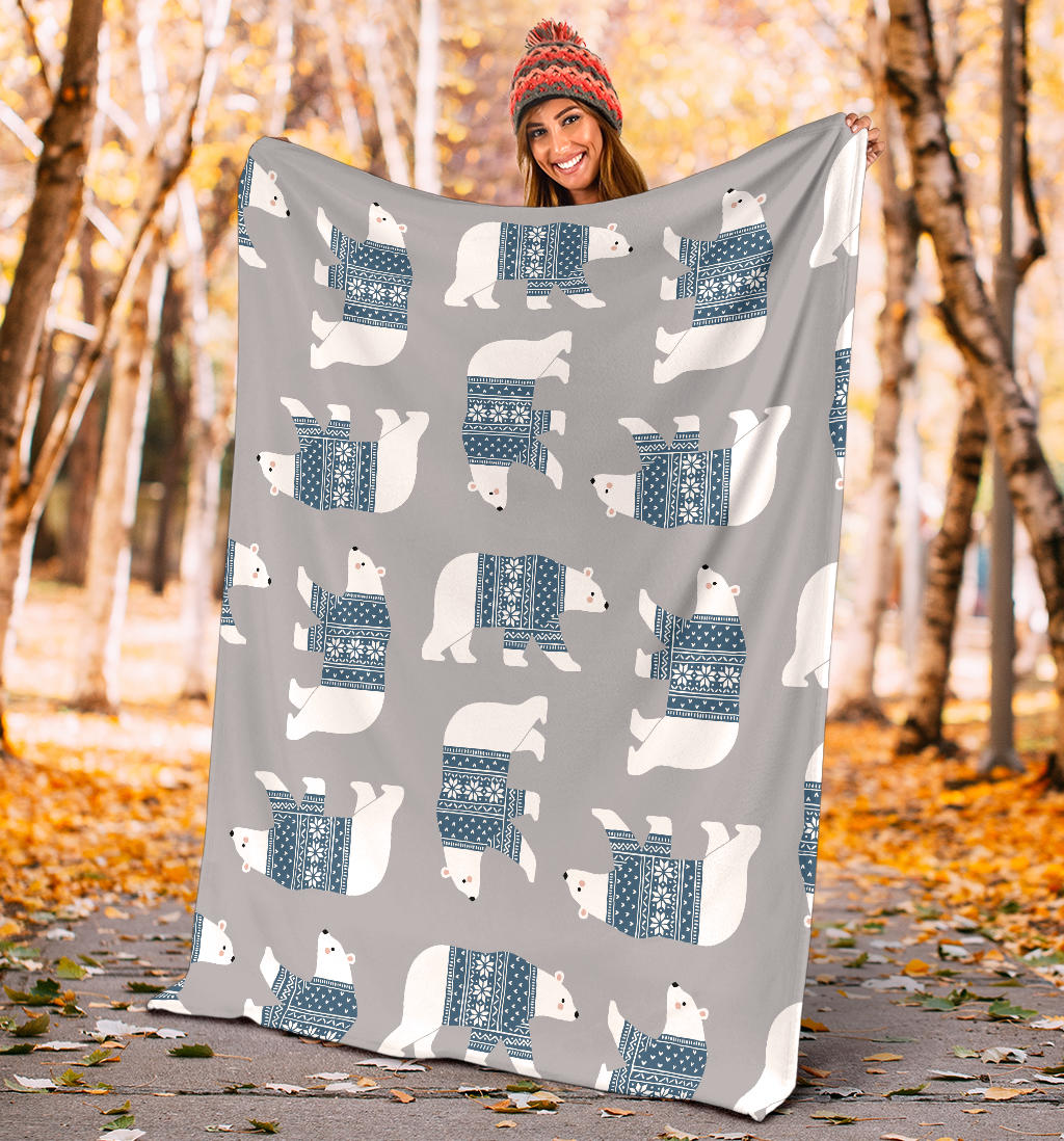 Polar Bear Pattern Print Design A03 Premium Blanket