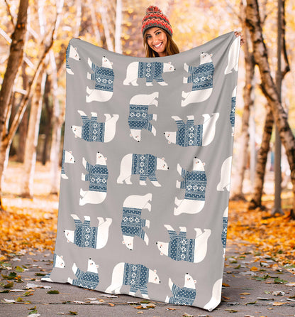 Polar Bear Pattern Print Design A03 Premium Blanket