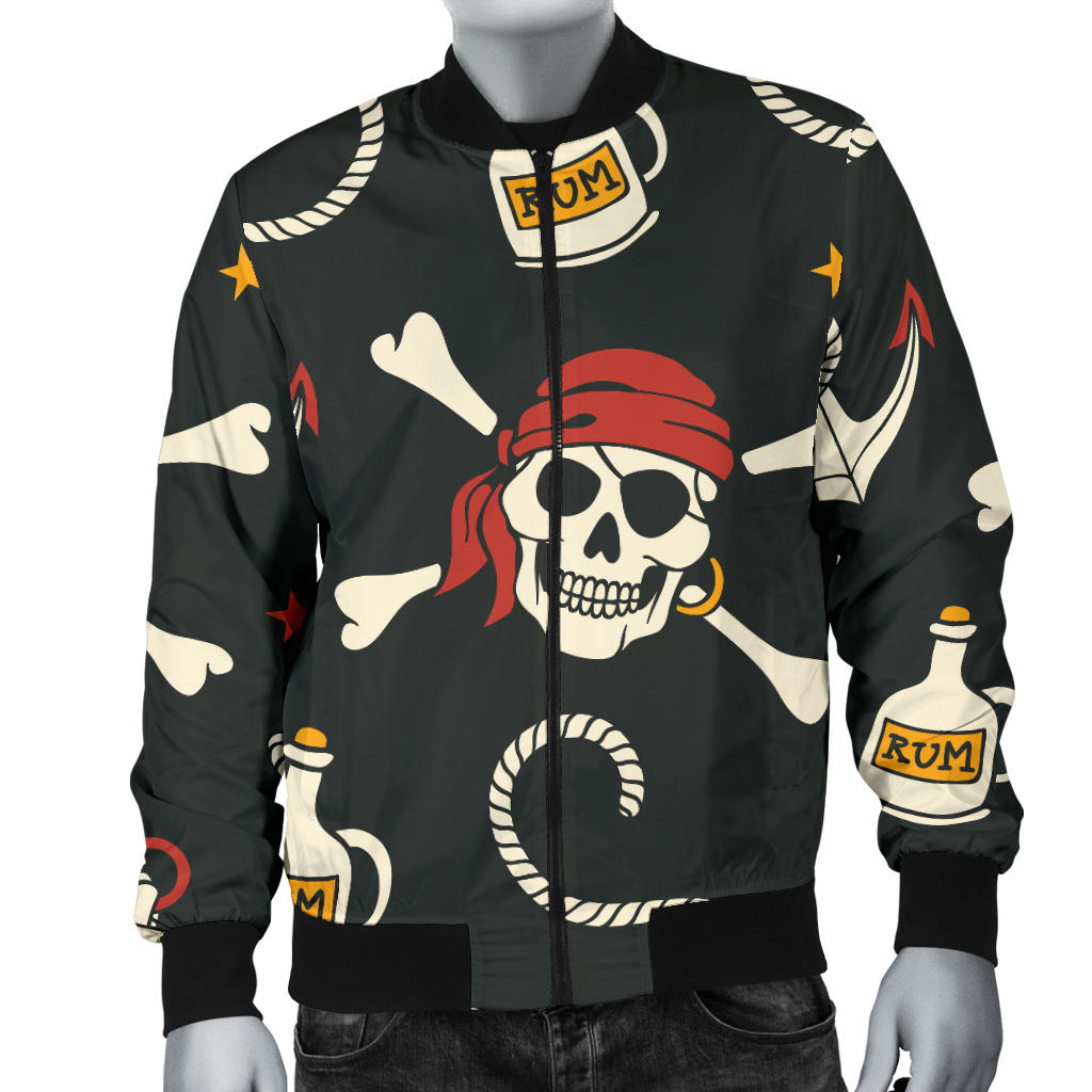 Pirate Pattern Print Design A02 Men Bomber Jacket