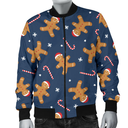 Gingerbread Pattern Print Design 01 Men Bomber Jacket