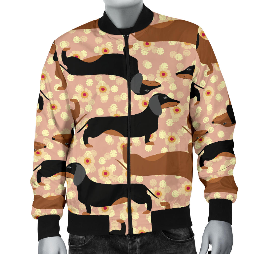 Dachshund Pattern Print Design 011 Men Bomber Jacket