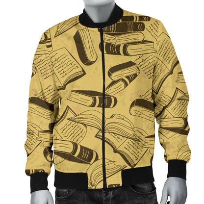 Book Pattern Print Design 02 Men Bomber Jacket