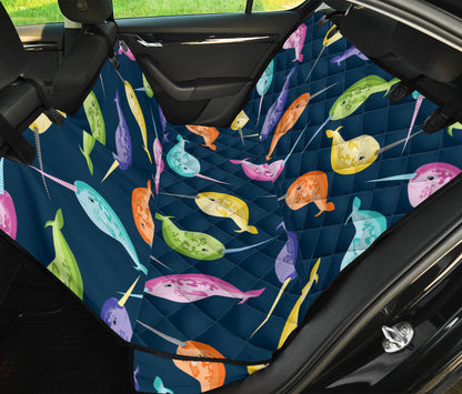 Narwhal Colorful Pattern Print Design 03 Rear Dog Car Seat Cover Hammock