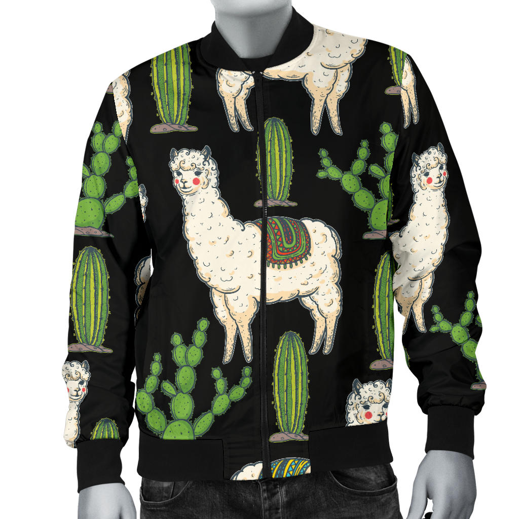Llama Cactus Pattern Print Design 011 Men Bomber Jacket