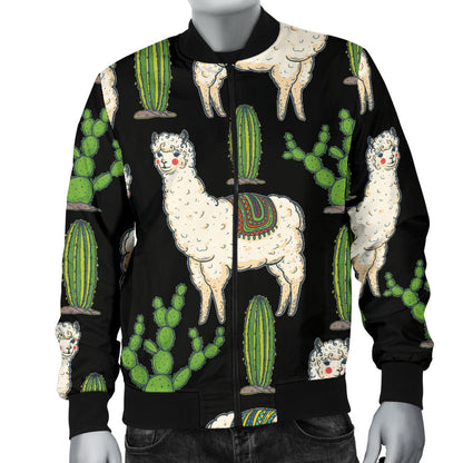 Llama Cactus Pattern Print Design 011 Men Bomber Jacket