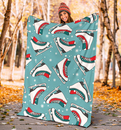 Ice Skate Pattern Print Design 03 Premium Blanket