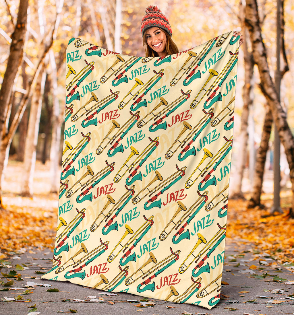 Trombone Pattern Print Design 03 Premium Blanket