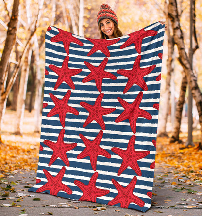 Starfish Red Pattern Print Design 02 Premium Blanket