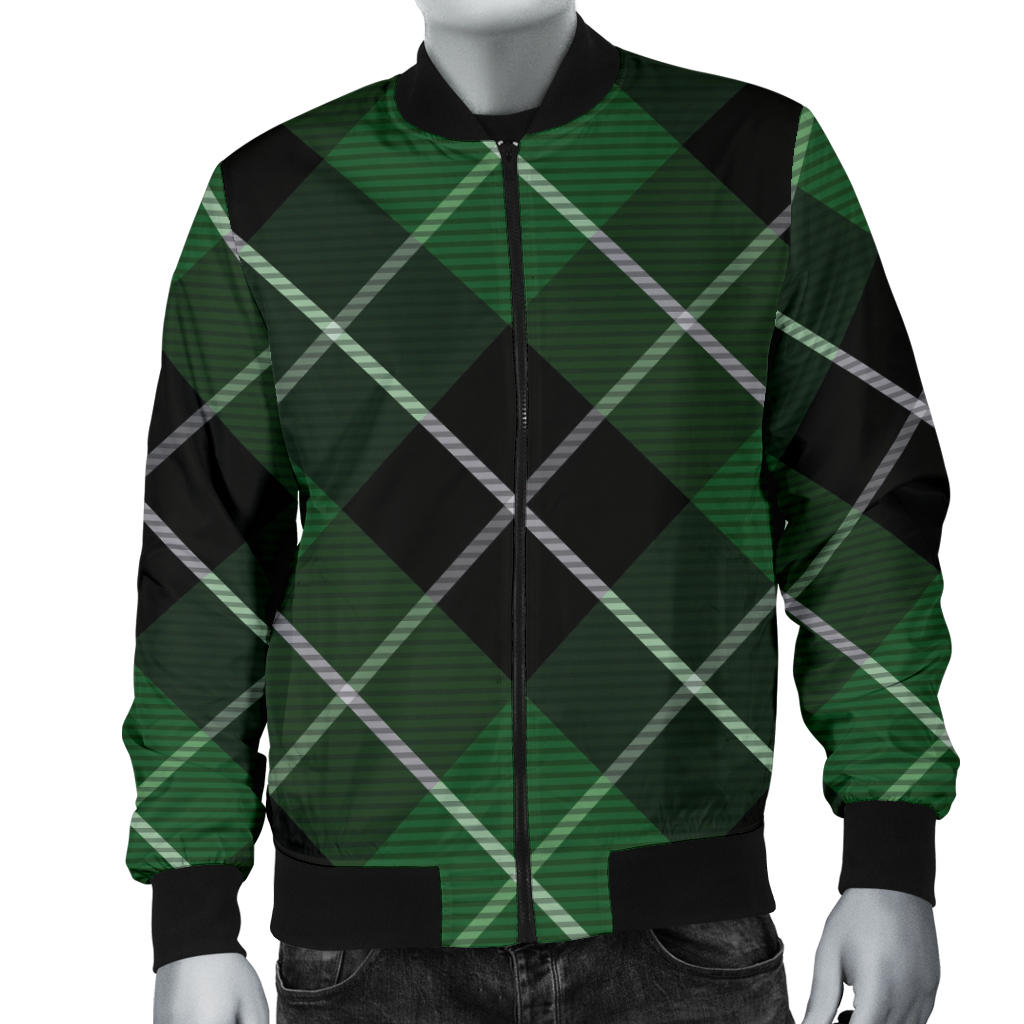 Plaid Green Pattern Print Design A05 Men Bomber Jacket