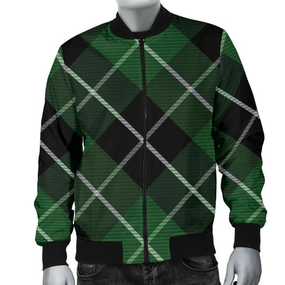Plaid Green Pattern Print Design A05 Men Bomber Jacket