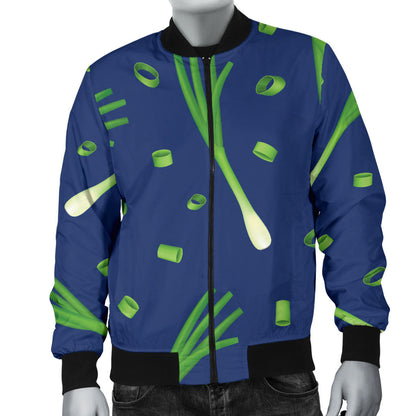 Leek Pattern Print Design 02 Men Bomber Jacket