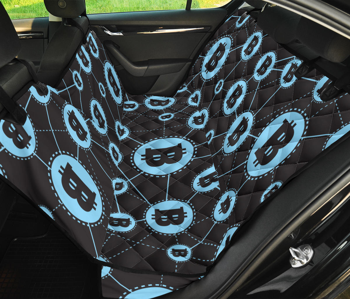 Cryptocurrency Pattern Print Design 02 Rear Dog Car Seat Cover Hammock