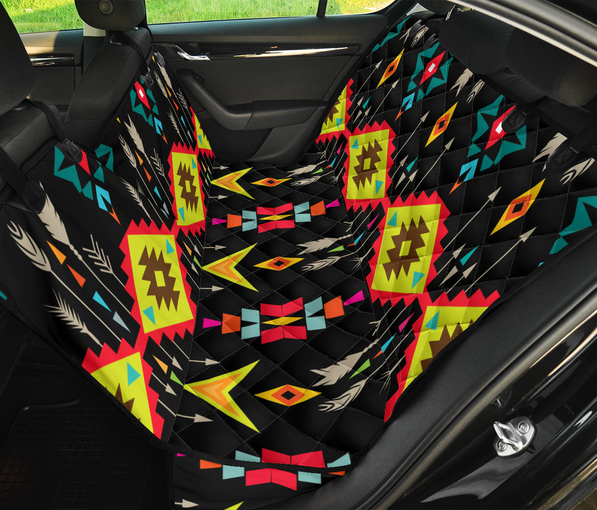 Native Pattern Print Design A05 Rear Dog Car Seat Cover Hammock