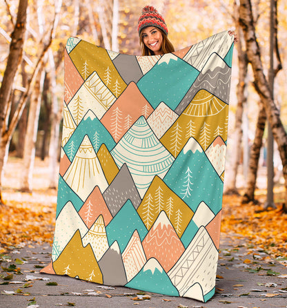 Mountain Pattern Print Design 02 Premium Blanket