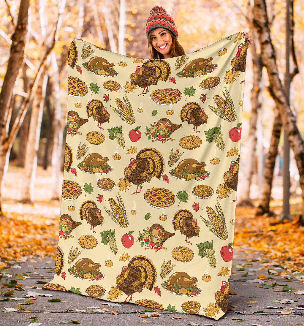 Turkey Pattern Print Design 02 Premium Blanket