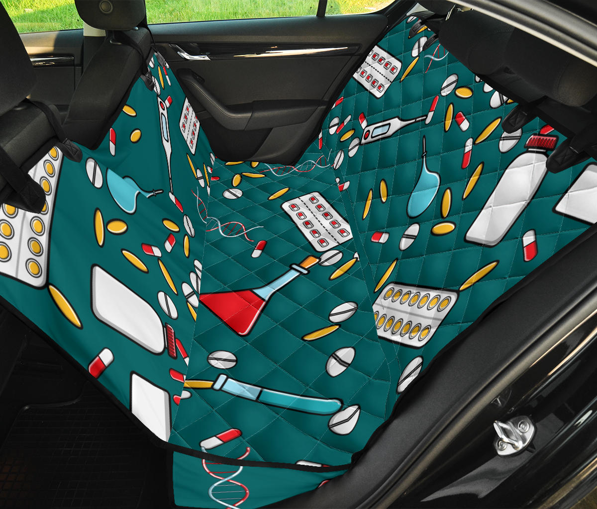 Nurse Pattern Print Design A05 Rear Dog Car Seat Cover Hammock
