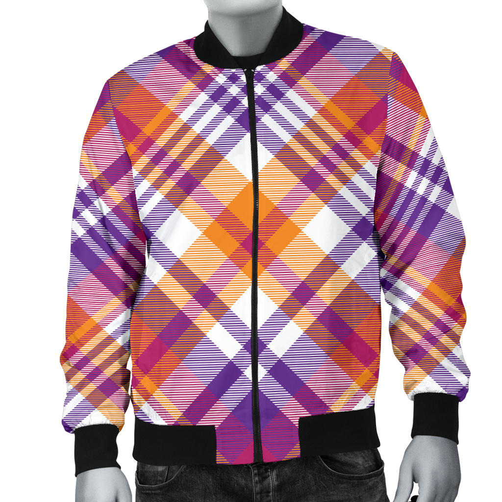 Madras Pattern Print Design 02 Men Bomber Jacket