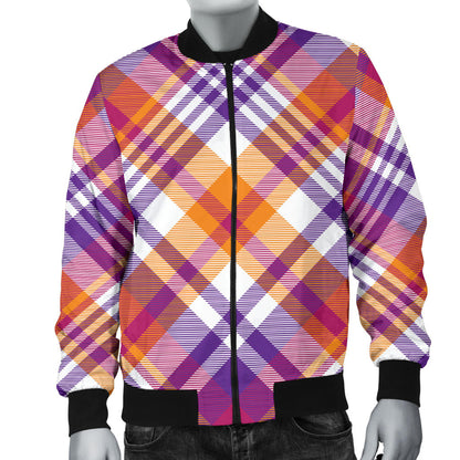 Madras Pattern Print Design 02 Men Bomber Jacket