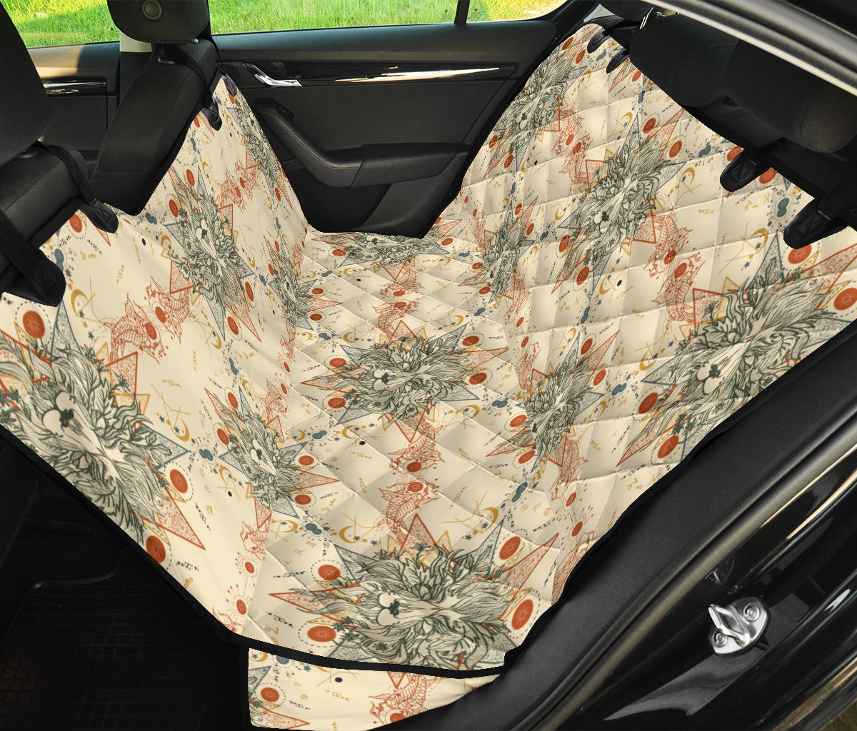 Leo Pattern Print Design 02 Rear Dog Car Seat Cover Hammock