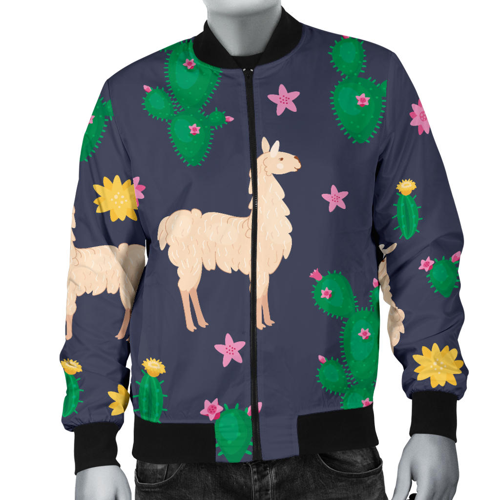 Llama Cactus Pattern Print Design 012 Men Bomber Jacket