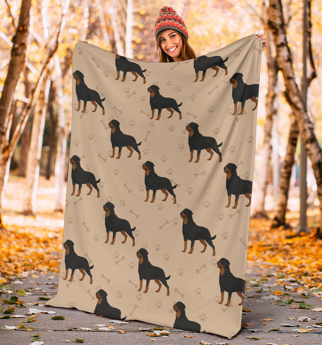 Rottweiler Pattern Print Design A01 Premium Blanket