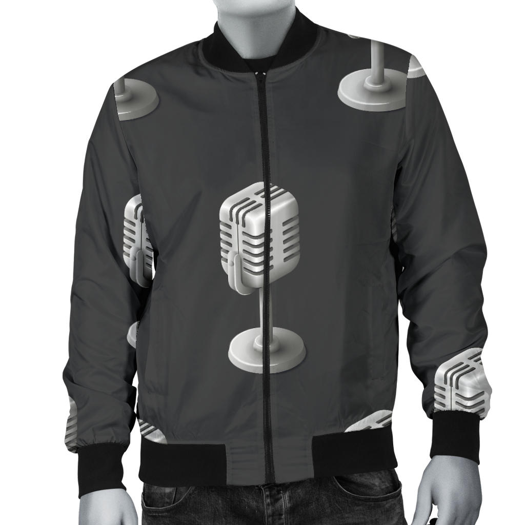 Microphone Vintage Pattern Print Design 01 Men Bomber Jacket