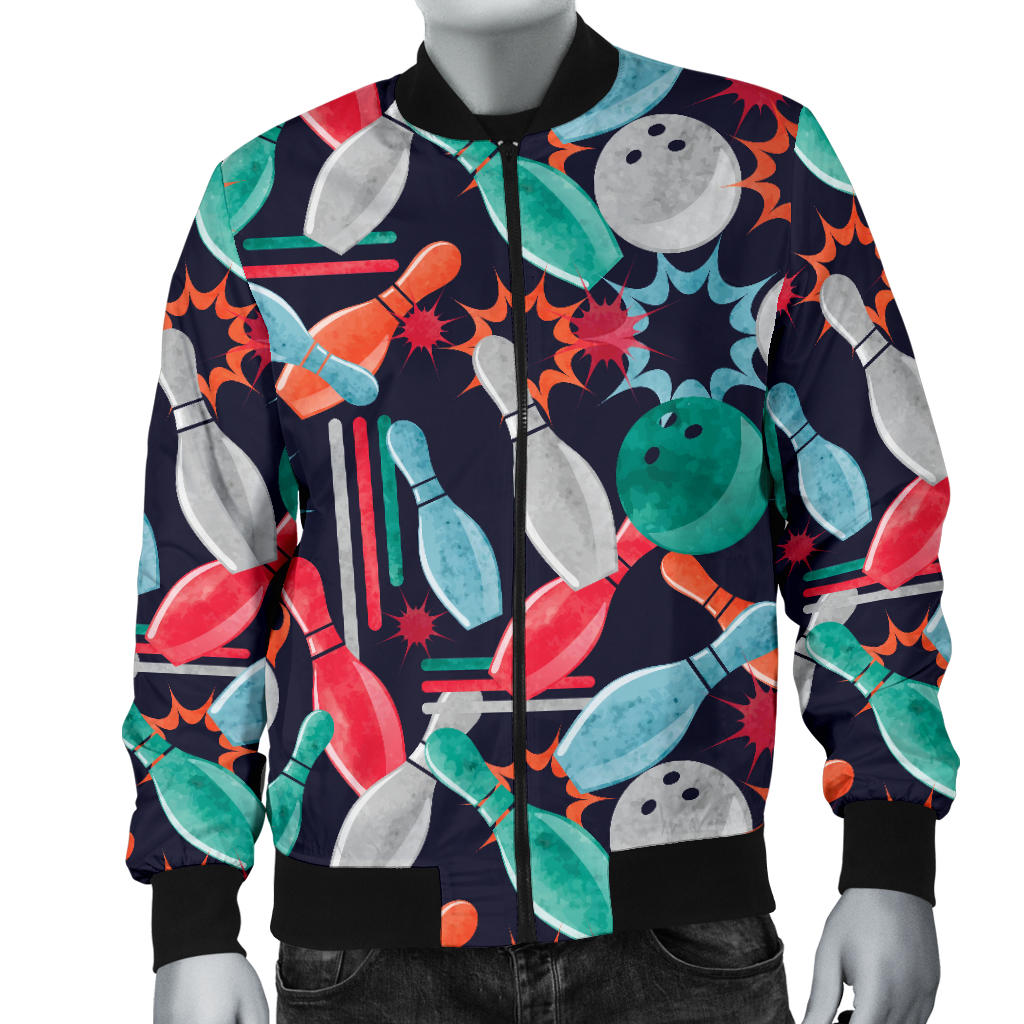 Bowling Pattern Print Design 08 Men Bomber Jacket