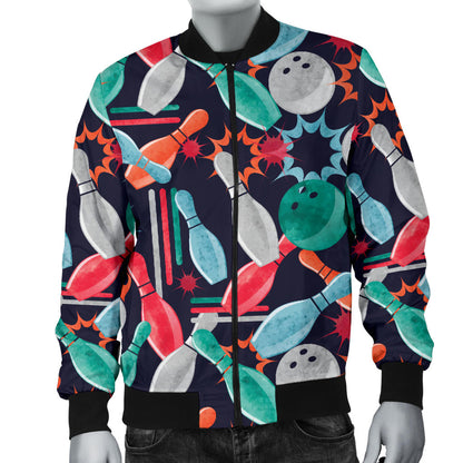 Bowling Pattern Print Design 08 Men Bomber Jacket