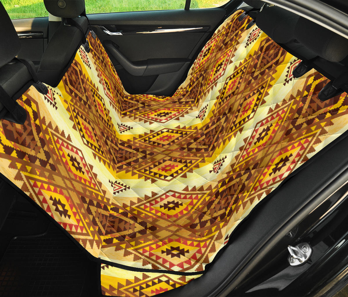 Native Pattern Print Design A09 Rear Dog Car Seat Cover Hammock