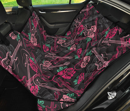 Bass Guitar Pink Rose Pattern Print Design 01 Rear Dog Car Seat Cover Hammock