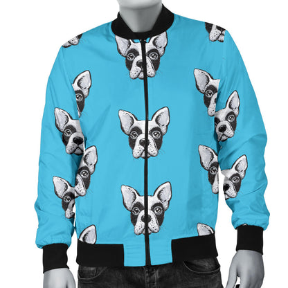 Boston Terrier Pattern Print Design 01 Men Bomber Jacket